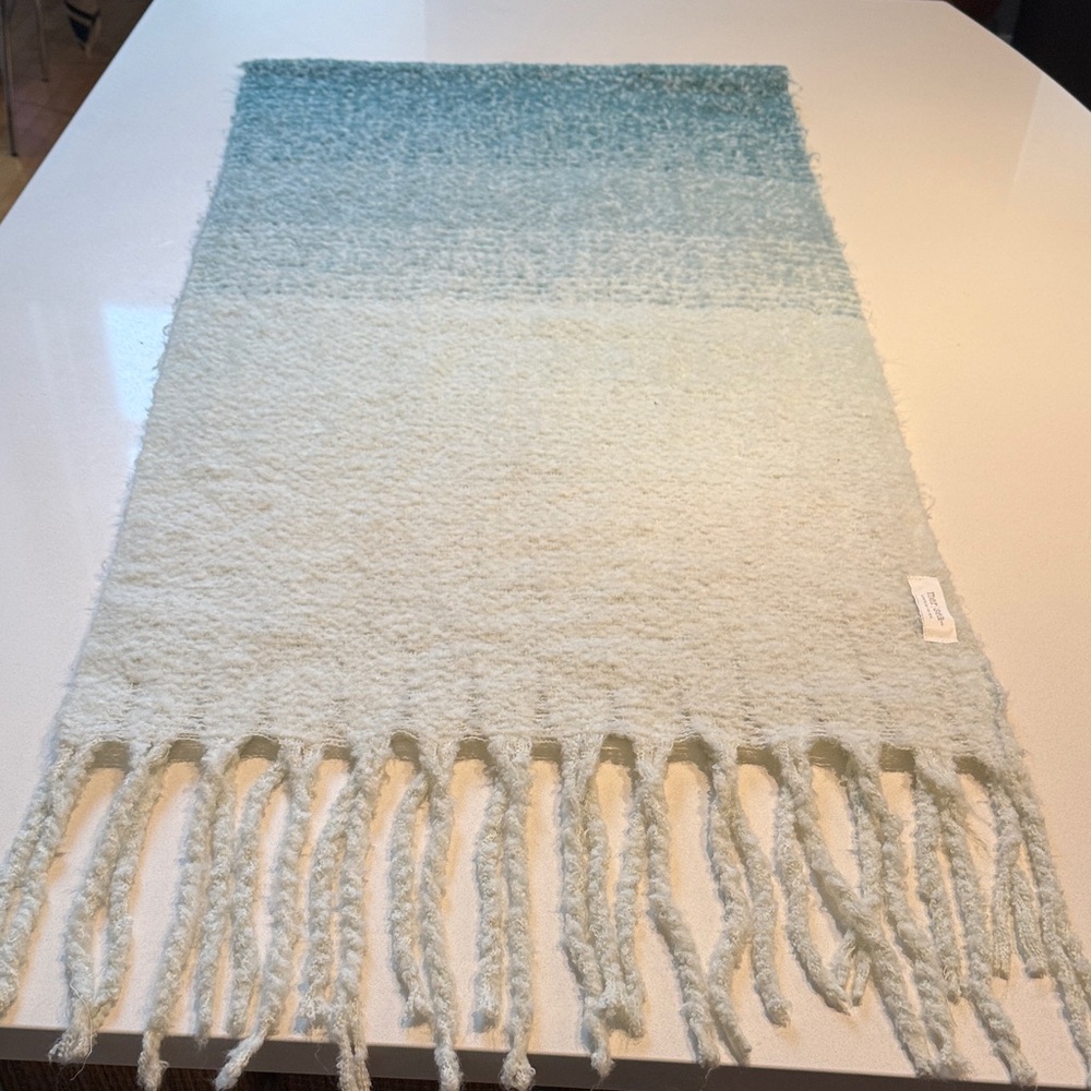 Mer-Sea Fringe Blanket Scarf, Ombré Teal, Soft Cozy Travel Wrap, OS - Picture 4 of 7